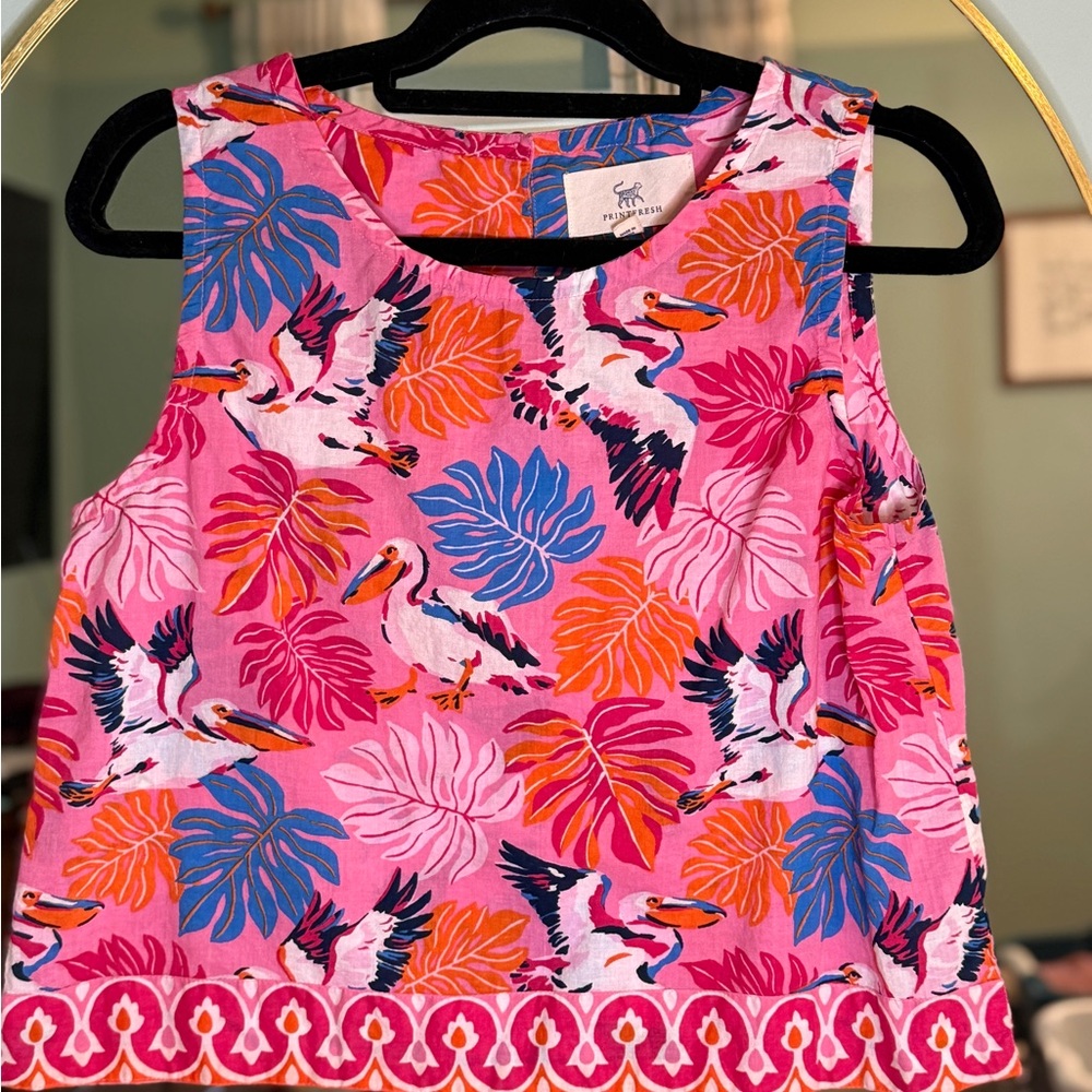 Printfresh Pink and Blue Tropical Print Top